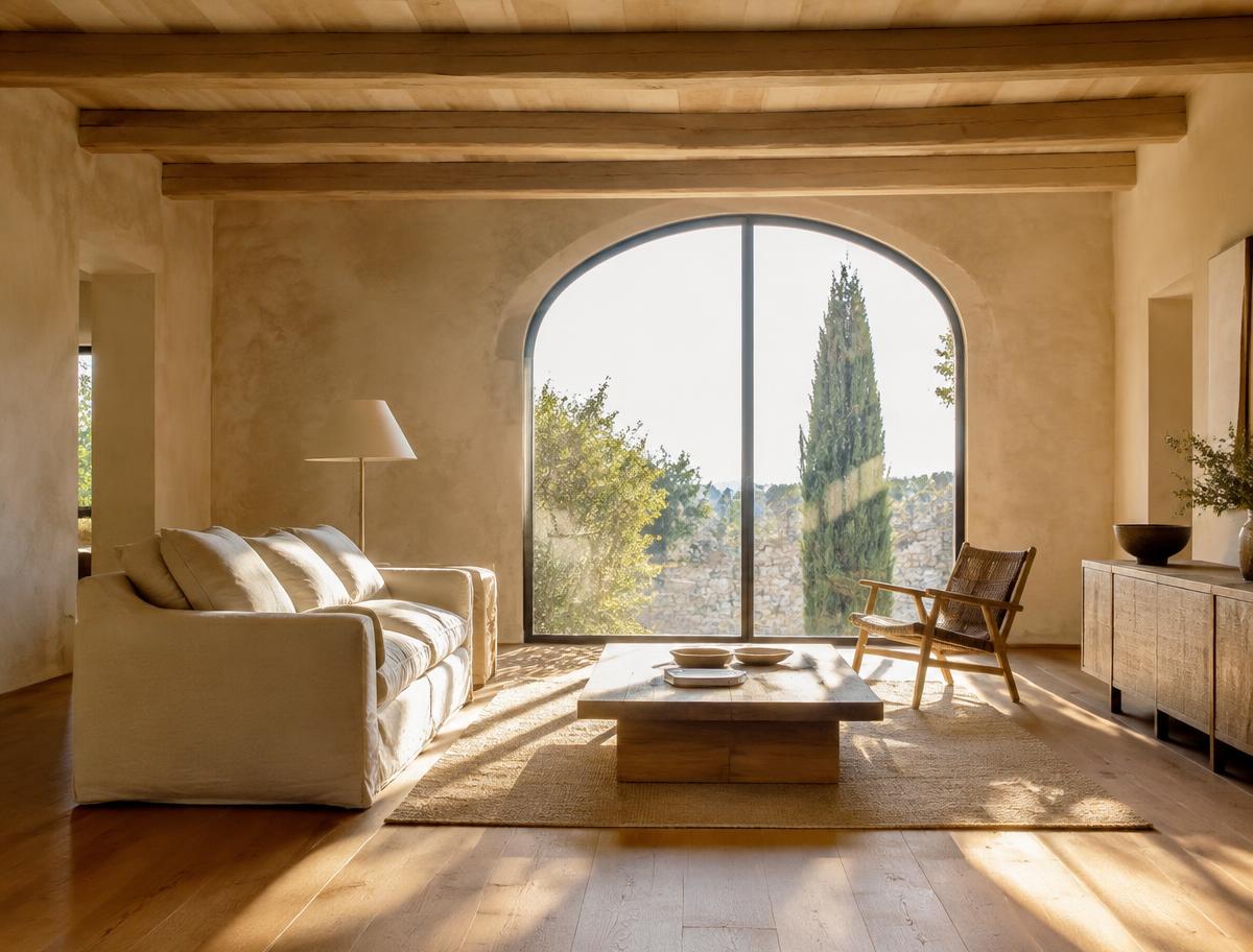 Salon rénové dans une maison en pierre provençale